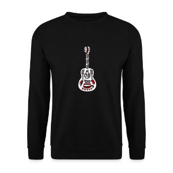 Haida Guitar Tribal Tattoo Musiker Geschenkidee - Unisex Pullover - Schwarz - Vorne - Alina (178cm) & Michal (187cm)