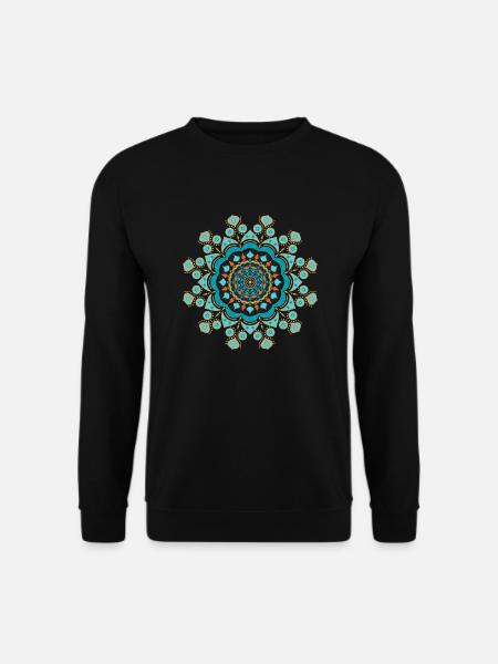 dekoratives, florales Mandala, rund in Trendfarben - Unisex Pullover - Schwarz