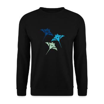 Maori Manta Stachelrochen Gruppe Tribal Tattoo - Unisex Pullover - Schwarz - Vorne - Alina (178cm) & Michal (187cm)