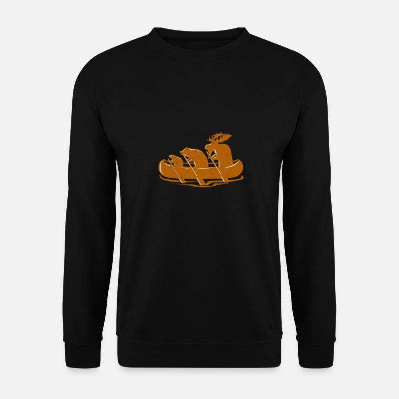 Kanu Biber Bär Elch Kanufahren Kanada Geschenkidee - Unisex Pullover - Schwarz