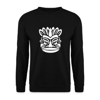 Maori Warrior Tiki Hawaii Tribal Tattoo Gift - Unisex Sweatshirt - black - Front - Alina (178cm) & Michal (187cm)