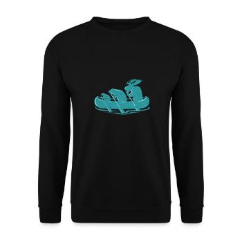 Kanu Biber Bär Elch Kanufahren Kanada Geschenkidee - Unisex Pullover - Schwarz - Vorne - Alina (178cm) & Michal (187cm)