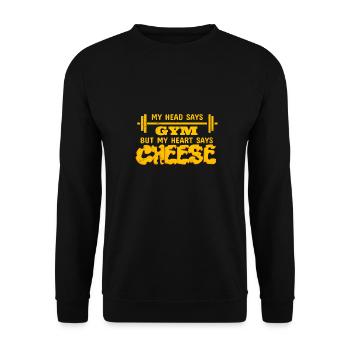 My mind Says Gym My Heart Says Cheese Funny Gym - Sweat-shirt Unisexe - noir - Devant - Alina (178cm) & Michal (187cm)