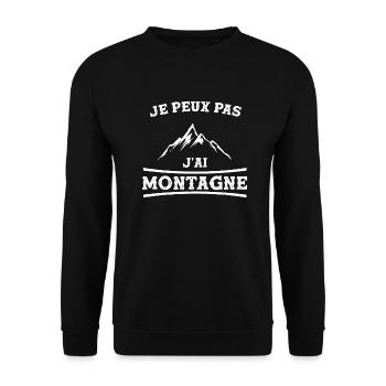 J'ai Montagne Cadeau Humour Personnalisé - Sweat-shirt Unisexe - noir - Devant - Alina (178cm) & Michal (187cm)