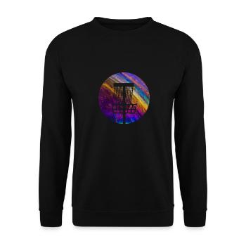 Double Exposure Discgolf Disc Golfing Geschenkidee - Unisex Pullover - Schwarz - Vorne - Alina (178cm) & Michal (187cm)