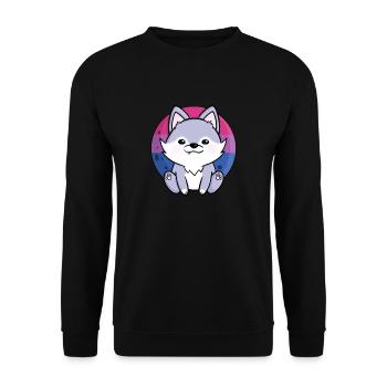 Cute Wolf Dog Bisexual Bi Flag FLAG LGBTQ - Unisex Sweatshirt - black - Front - Alina (178cm) & Michal (187cm)