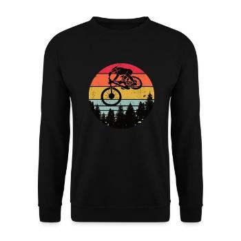 Rétro Downhill Mountainbiker Motif vintage - Sweat-shirt Unisexe - noir - Devant - Alina (178cm) & Michal (187cm)