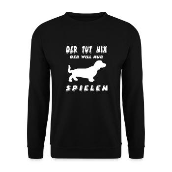 Dackel - Unisex Pullover - Schwarz - Vorne - Alina (178cm) & Michal (187cm)