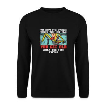 Fahrrad Mountainbike fahren - Unisex Pullover - Schwarz - Vorne - Alina (178cm) & Michal (187cm)