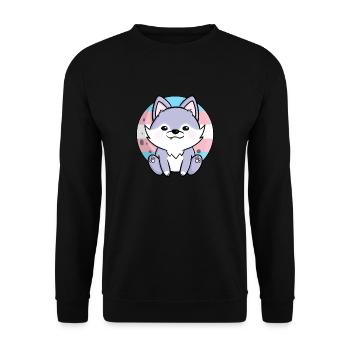 Cute Wolf Dog Trans Flag Flag LGBTQ Moon - Unisex Sweatshirt - black - Front - Alina (178cm) & Michal (187cm)