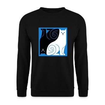 Schwarze Katze Weiße Katze - Unisex Pullover - Schwarz - Vorne - Alina (178cm) & Michal (187cm)