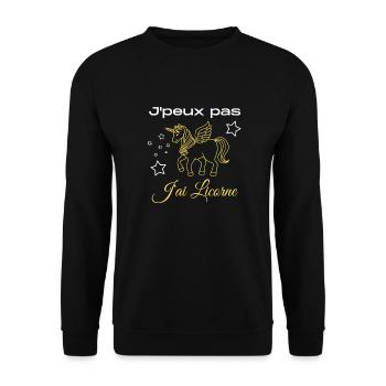 J'peux pas j'ai licorne - Sweat-shirt Unisexe - noir - Devant - Alina (178cm) & Michal (187cm)