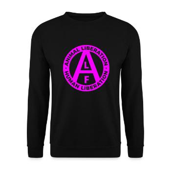 alfanimalliberationhumanliberation rose - Sweat-shirt Unisexe - noir - Devant - Alina (178cm) & Michal (187cm)