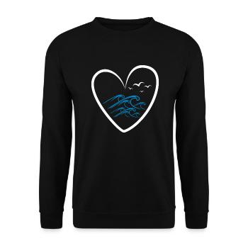 Heart Seagulls Waves - Maritimes for sea lovers - Unisex Sweatshirt - black - Front - Alina (178cm) & Michal (187cm)