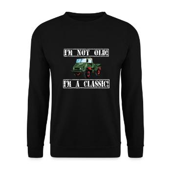 I'm not old - I'm a classic / Unimog - Unisex Sweatshirt - black - Front - Alina (178cm) & Michal (187cm)