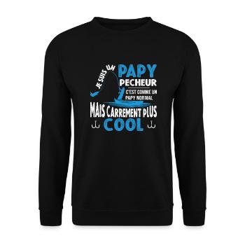 Papy Cadeau De Pêche Pour Pêcheur Grand Père - Sweat-shirt Unisexe - noir - Devant - Alina (178cm) & Michal (187cm)