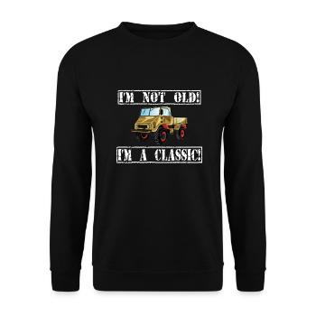I'm not old - I'm a classic / Unimog - Unisex Sweatshirt - black - Front - Alina (178cm) & Michal (187cm)