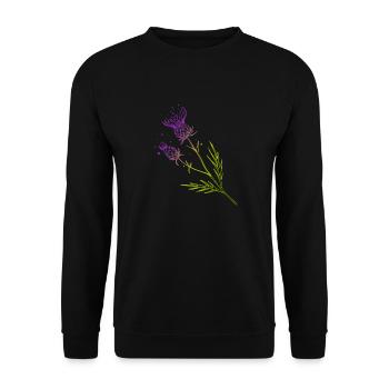 Schottland Distel Blume Tattoo Design Geschenkidee - Unisex Pullover - Schwarz - Vorne - Alina (178cm) & Michal (187cm)