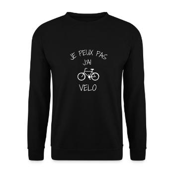 JE PEUX PAS J'AI VELO - Sweat-shirt Unisexe - noir - Devant - Alina (178cm) & Michal (187cm)