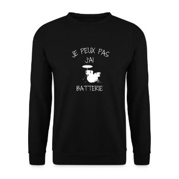 je peux pas j ai batterie - Sweat-shirt Unisexe - noir - Devant - Alina (178cm) & Michal (187cm)
