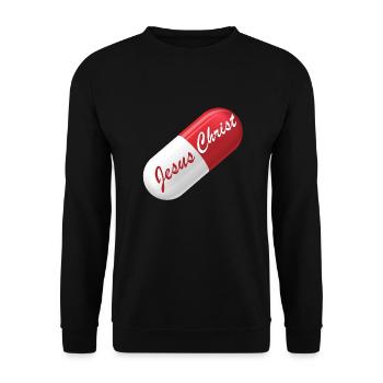 Jesus Christus Kapsel - Unisex Pullover - Schwarz - Vorne - Alina (178cm) & Michal (187cm)