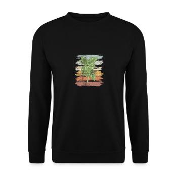 Kräuter Basilikum Retro Design - Unisex Pullover - Schwarz - Vorne - Alina (178cm) & Michal (187cm)