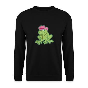 Süße Tiere Cowboy Frosch lustige Geschenkidee - Unisex Pullover - Schwarz - Vorne - Alina (178cm) & Michal (187cm)