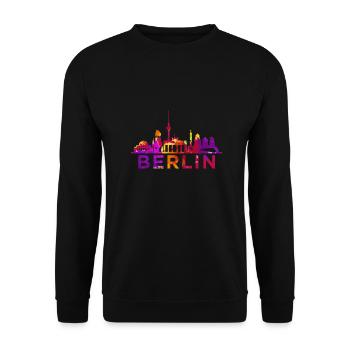 Berlin Skyline Impression Souvenir Geschenkidee - Unisex Pullover - Schwarz - Vorne - Alina (178cm) & Michal (187cm)