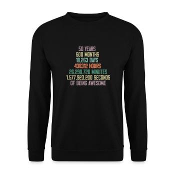 Geburtstagsgeschenk zum 50- und Jahrestag - Unisex Pullover - Schwarz - Vorne - Alina (178cm) & Michal (187cm)