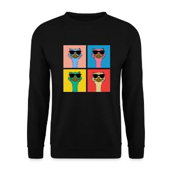Pop Art Ostrich Ratite with Sunglasses - Unisex Sweatshirt - black - Front - Alina (178cm) & Michal (187cm)