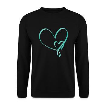 Chemise d’amour coeur Noël Saint-Valentin - Sweat-shirt Unisexe - noir - Devant - Alina (178cm) & Michal (187cm)