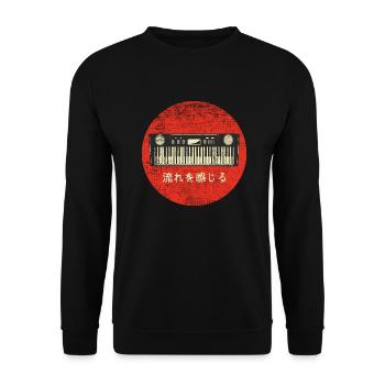 Synthesizer Retro Techno DJ Vintage Keyboard - Unisex Pullover - Schwarz - Vorne - Alina (178cm) & Michal (187cm)