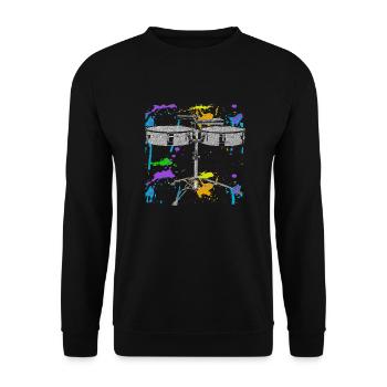 Timbal Color Splash Percussion Instrument - Unisex Sweatshirt - black - Front - Alina (178cm) & Michal (187cm)