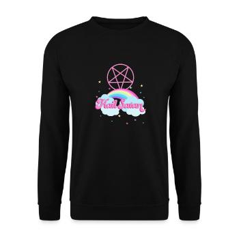 Hail Satan Regenbogen - Unisex Pullover - Schwarz - Vorne - Alina (178cm) & Michal (187cm)
