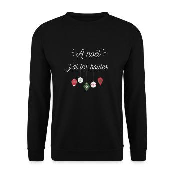 A noël j ai les boules humour noël - Sweat-shirt Unisexe - noir - Devant - Alina (178cm) & Michal (187cm)