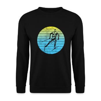 Ski fahren Retro Skifahrer Skier Vintage Skifahren - Unisex Pullover - Schwarz - Vorne - Alina (178cm) & Michal (187cm)