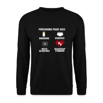 2022 Annonce Grossesse Humour Annonces Grossesse - Sweat-shirt Unisexe - noir - Devant - Alina (178cm) & Michal (187cm)