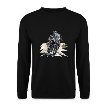 Adventure Bike Kurve - Unisex Pullover - Schwarz - Vorne - Alina (178cm) & Michal (187cm)