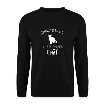 Je peux pas j'ai des Plans avec mon chat - Sweat-shirt Unisexe - noir - Devant - Alina (178cm) & Michal (187cm)