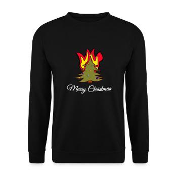 Brennender Weihnachtsbaum - Unisex Pullover - Schwarz - Vorne - Alina (178cm) & Michal (187cm)