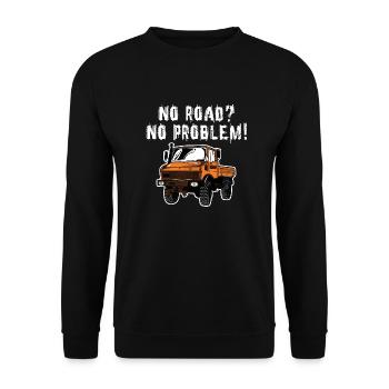 Pas de route? Aucun problème! Unimog - Tout-terrain - Oldtimer - Sweat-shirt Unisexe - noir - Devant - Alina (178cm) & Michal (187cm)