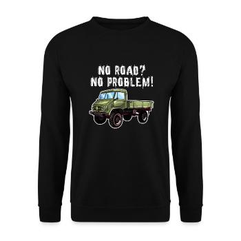 Pas de route? Aucun problème! Unimog - Tout-terrain - Oldtimer - Sweat-shirt Unisexe - noir - Devant - Alina (178cm) & Michal (187cm)