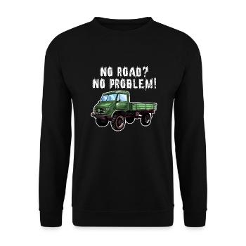 Pas de route? Aucun problème! Unimog - Tout-terrain - Oldtimer - Sweat-shirt Unisexe - noir - Devant - Alina (178cm) & Michal (187cm)