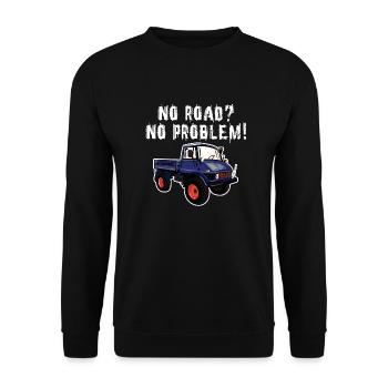 Pas de route? Aucun problème! Unimog - Tout-terrain - Oldtimer - Sweat-shirt Unisexe - noir - Devant - Alina (178cm) & Michal (187cm)