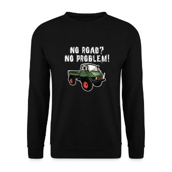 Pas de route? Aucun problème! Unimog - Tout-terrain - Oldtimer - Sweat-shirt Unisexe - noir - Devant - Alina (178cm) & Michal (187cm)