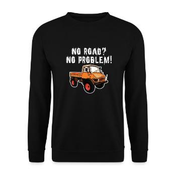 Pas de route? Aucun problème! Unimog - Tout-terrain - Oldtimer - Sweat-shirt Unisexe - noir - Devant - Alina (178cm) & Michal (187cm)