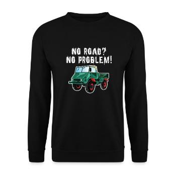 Pas de route? Aucun problème! Unimog - Tout-terrain - Oldtimer - Sweat-shirt Unisexe - noir - Devant - Alina (178cm) & Michal (187cm)