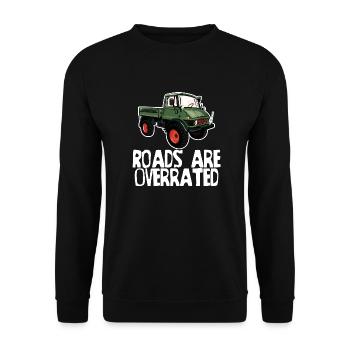 Les routes sont surestimées - Unimog - Offroad - Oldtimer - Sweat-shirt Unisexe - noir - Devant - Alina (178cm) & Michal (187cm)