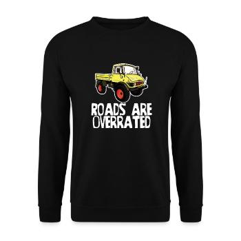 Les routes sont surestimées - Unimog - Offroad - Oldtimer - Sweat-shirt Unisexe - noir - Devant - Alina (178cm) & Michal (187cm)