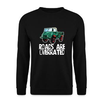 Les routes sont surestimées - Unimog - Offroad - Oldtimer - Sweat-shirt Unisexe - noir - Devant - Alina (178cm) & Michal (187cm)